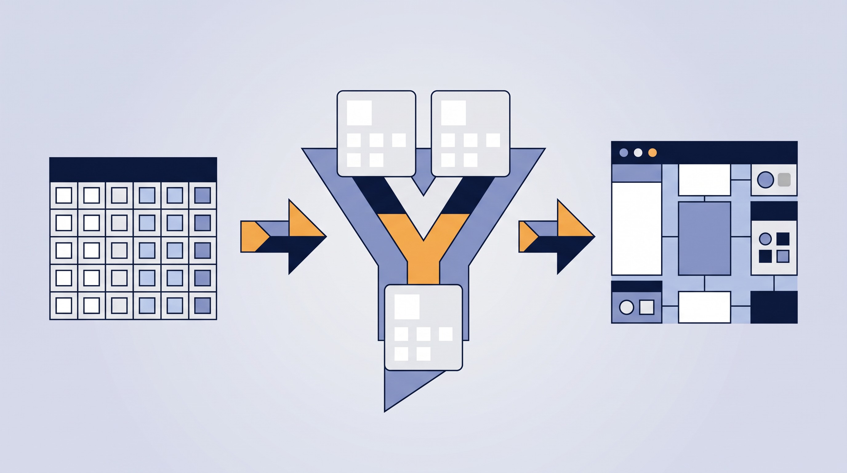 Illustration of a contact spreadsheet imported into a CRM with duplicates filtered out