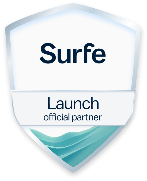 Surfe official launch partner badge